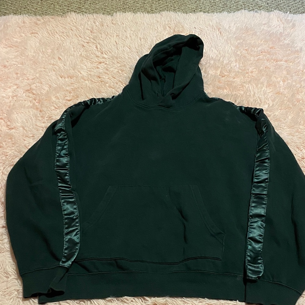 Urban Outfitters Dark Green Hoodie with Satin Details